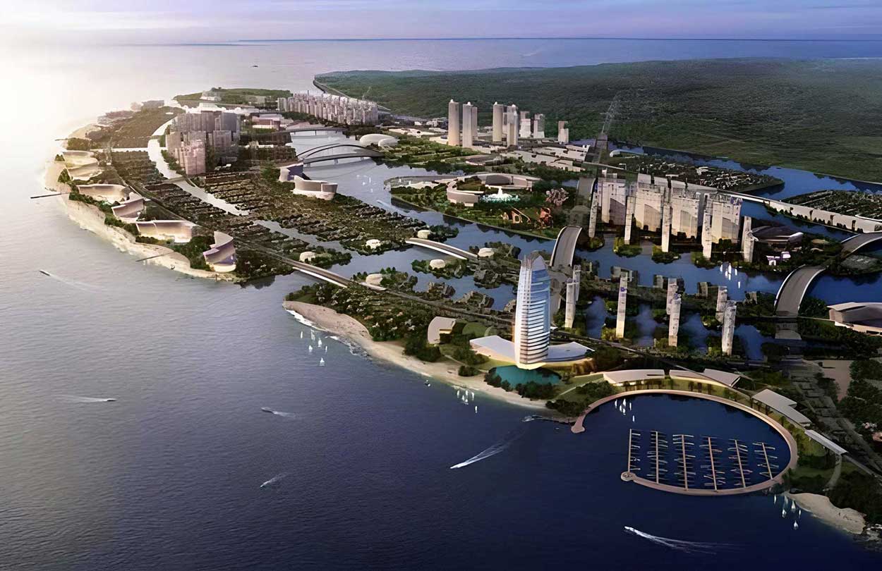 Góc nhìn toàn cảnh khu đô thị sinh thái biển Vinhomes Green Paradise nhìn từ hướng Tây Bắc